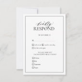 白黒リーフィクレストモノグラムウェディングRSVPカード 出欠カード (裏面)