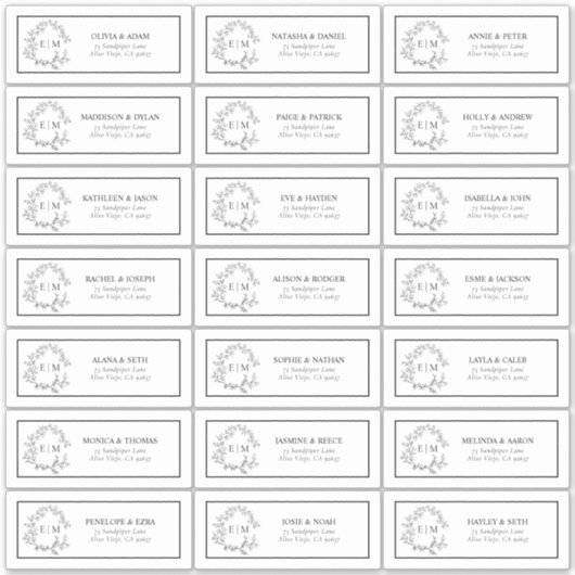 白黒リーフィクレストモノグラムゲストアドレスS シール (正面)