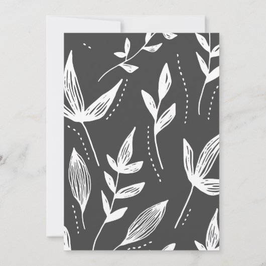 白黒リーフモダン結婚式招待状 招待状 (裏面)