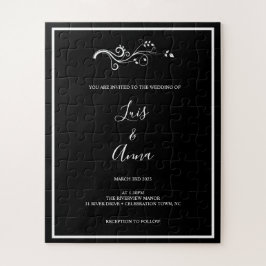 白黒リーフ結婚式招待状パズル ジグソーパズル
