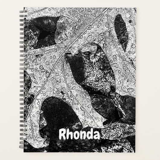 白黒リーフ自然 プランナー手帳 (正面)