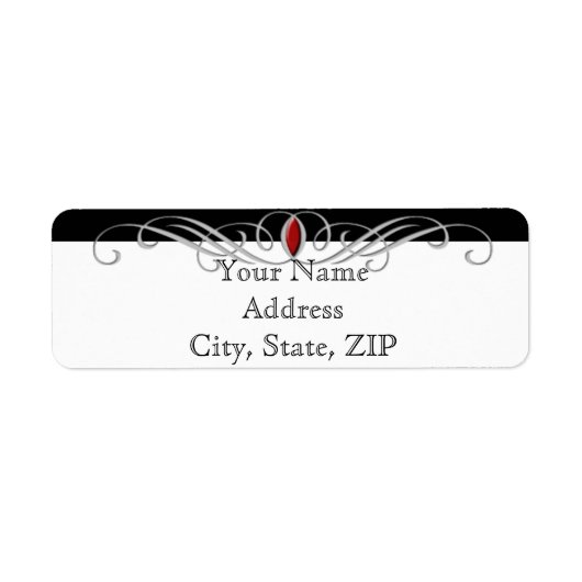 白黒ルビーアクセントアニバーサリー差出人住所 ラベル (正面)
