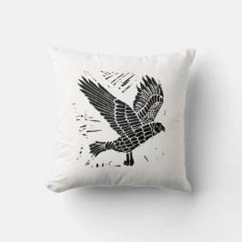 白黒レイベンリノ飛んでいるカット装飾用クッション クッション