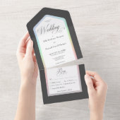 白黒レインボーディナモダンー オールインワン招待状 (貼ってはがせる)