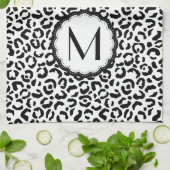 白黒レオパード一文字 キッチンタオル (折り畳み)