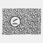 白黒レオパード一文字 キッチンタオル (横)