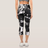 白黒レギンスと印刷されたグラフィティアート カプリレギンス (裏面)