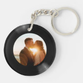 白黒レコード写真名結婚日付 キーホルダー (裏面)