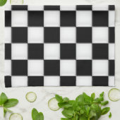 白黒レジ係パターン キッチンタオル (折り畳み)