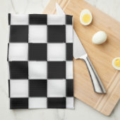 白黒レジ係パターン キッチンタオル (四つ折り)