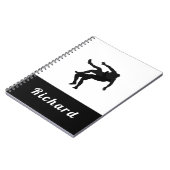 白黒レスリングテーマデザインレスラー名 ノートブック (左側)