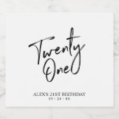 白黒レタリング21歳の誕生日パーティー ビールラベル (シングルラベル)
