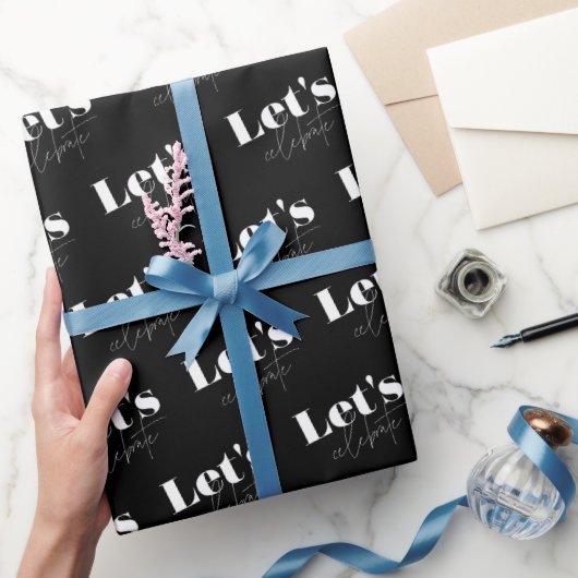 白黒レッツ祝誕生日 ラッピングペーパー (ギフト)