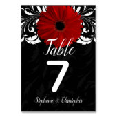 白黒レッドガーベラデイジー結婚ズテーブルナンバー テーブルナンバー (裏面)