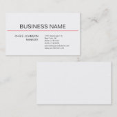 白黒レッドコンテンポラリー・マネージャ・ビジネス・カード 名刺 (正面/裏面)