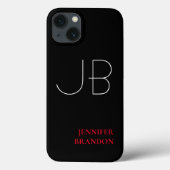 白黒レッドシックモノグラムの追加の名前 Case-Mate iPhoneケース (裏面)