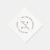 白黒レッドシンプルミニマリストラブバレンタイン スタンダードカクテルナプキン (角)