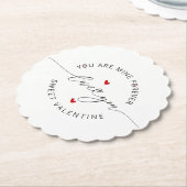 白黒レッドシンプルミニマリストラブバレンタイン ペーパーコースター (アングル)