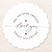 白黒レッドシンプルミニマリストラブバレンタイン ペーパーコースター (正面)