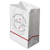白黒レッドシンプルミニマリストラブバレンタイン ミディアムペーパーバッグ (裏面アングル)