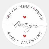 白黒レッドシンプルミニマリストラブバレンタイン ラウンドシール (正面)