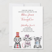 白黒レッドスクリプトサーカス1st誕生日パーティー 招待状 (正面)