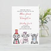 白黒レッドスクリプトサーカス1st誕生日パーティー 招待状 (スタンド正面)