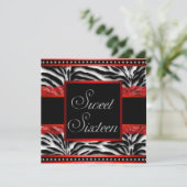 白黒レッドゼブラスウィート16パーティー 招待状 (スタンド正面)