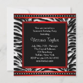 白黒レッドゼブラスウィート16パーティー 招待状 (裏面)