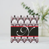 白黒レッドダマスクカーネーションズモノグラムアイス 招待状 (スタンド正面)