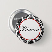 白黒レッドダマスクブライダルパーティ 缶バッジ (正面&裏面)