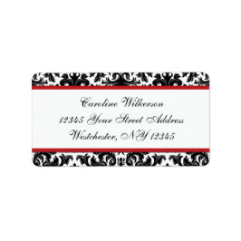 白黒レッドダマスク差出人住所ラベル ラベル