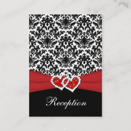 白黒レッドダマスク、ハートエンクロージャカード エンクロージャーカード