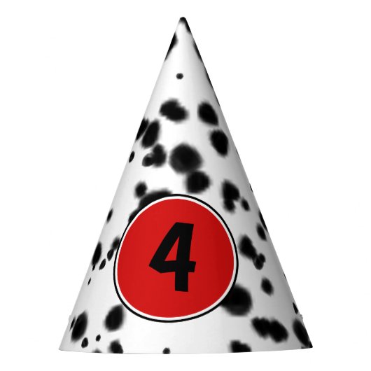 白黒レッドダルマティアンスポットバースデーパーティー パーティーハット (正面)