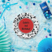 白黒レッドダルマティアンスポットバースデーパーティー ペーパープレート (パーティー)