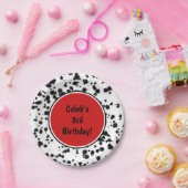白黒レッドダルマティアンスポットバースデーパーティー ペーパープレート (パーティー)