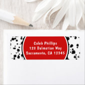 白黒レッドダルマティアンスポットバースデーパーティー ラベル (インサイチュ)