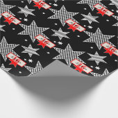 白黒レッドチェックスターズ16誕生日 ラッピングペーパー (角)