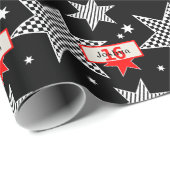 白黒レッドチェックスターズ16誕生日 ラッピングペーパー (ロールコーナー)