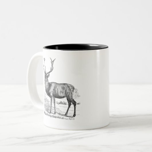 白黒レッドディアーイラストレーション ツートーンマグカップ (正面左)