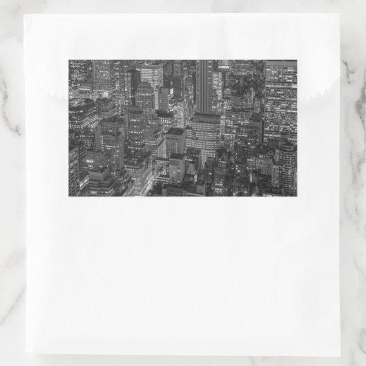 白黒レッドニューヨークシティスカイライン 長方形シール (バッグ)