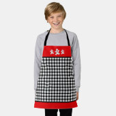 白黒レッドプレイドジンジャーブレッドマン小 エプロン (着用した状態)