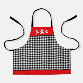 白黒レッドプレイドジンジャーブレッドマン小 エプロン