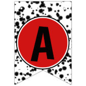 白黒レッドボウダルマチアハッピーバースデーパーティー バンティングフラッグ (第3の旗)