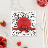 白黒レッドボウダルマティアンスポットバースデーパーティー スタンダードカクテルナプキン (インサイチュ)