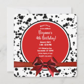 白黒レッドボウダルマティアンスポットバースデーパーティー 招待状 (正面)