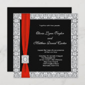 白黒レッドボウ結婚ズ 招待状 (正面/裏面)