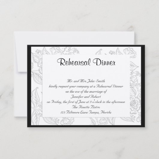 白黒レッドボヘミアンポッ結婚シュリハーサル 招待状 (正面)