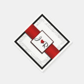 白黒レッドボヘミアンポ結婚スナプキンス スタンダードカクテルナプキン (角)