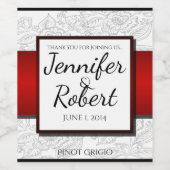 白黒レッドボヘミアンポ結婚スワインラベル ワインラベル (シングルラベル)